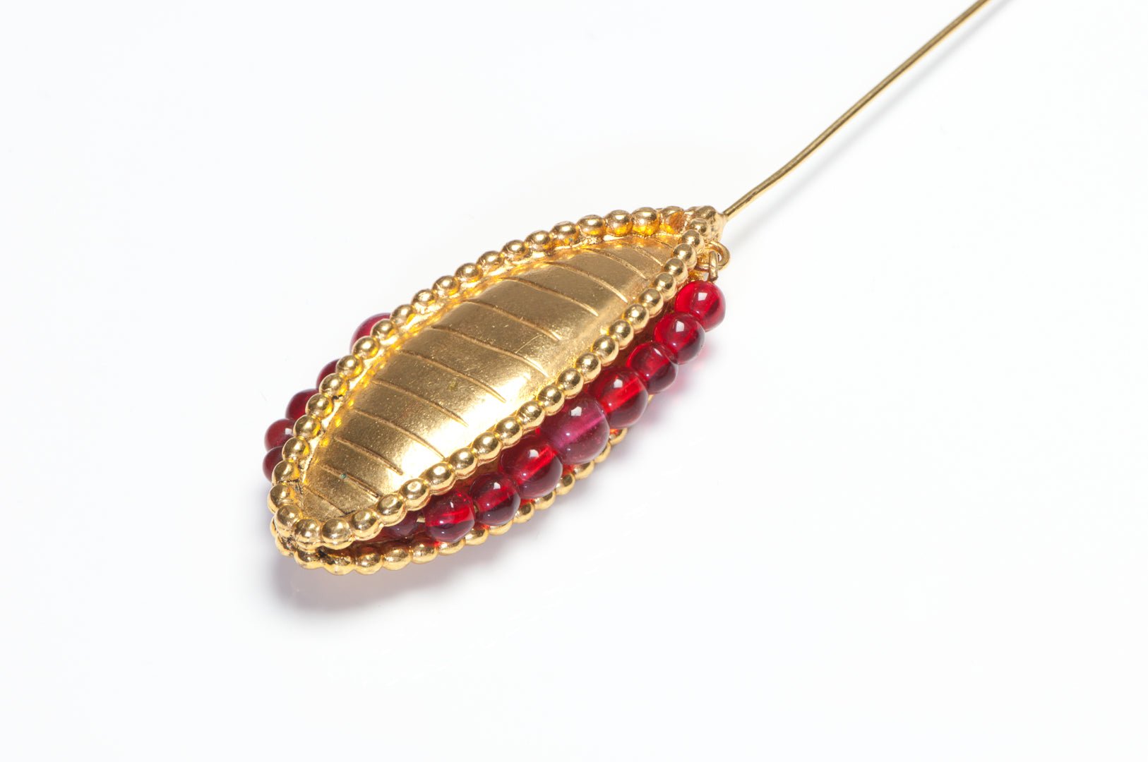 Isabel Canovas 1980’s Maison Gripoix Red Glass Beads Pod Hat Pin Brooch