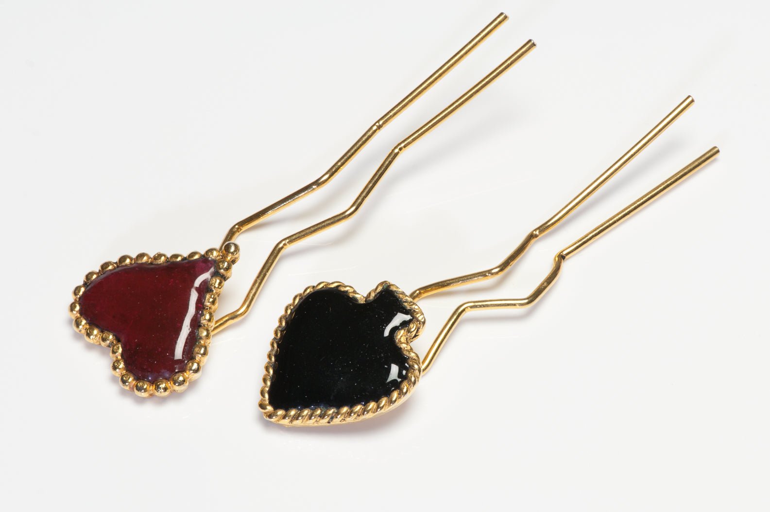 Isabel Canovas 1980’s Playing Cards Maison Gripoix Glass Heart Spade Hair Pins