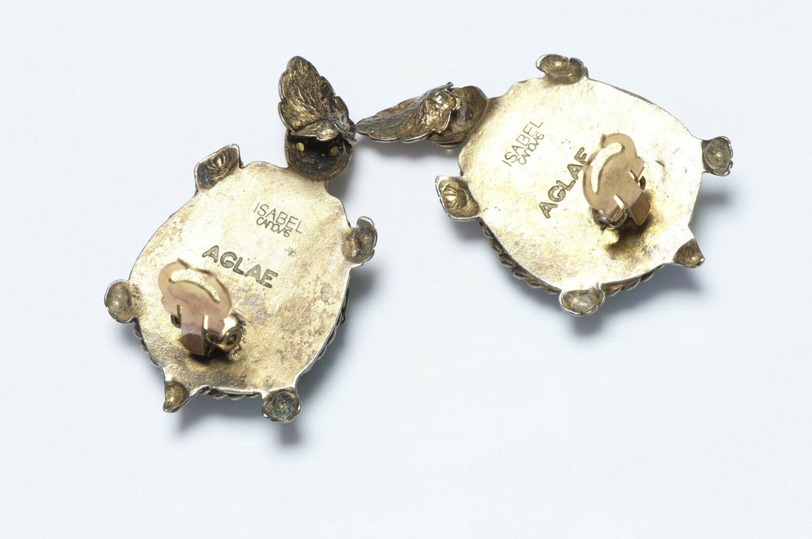 Isabel Canovas AGLAE 1988 Glass Turtle Earrings