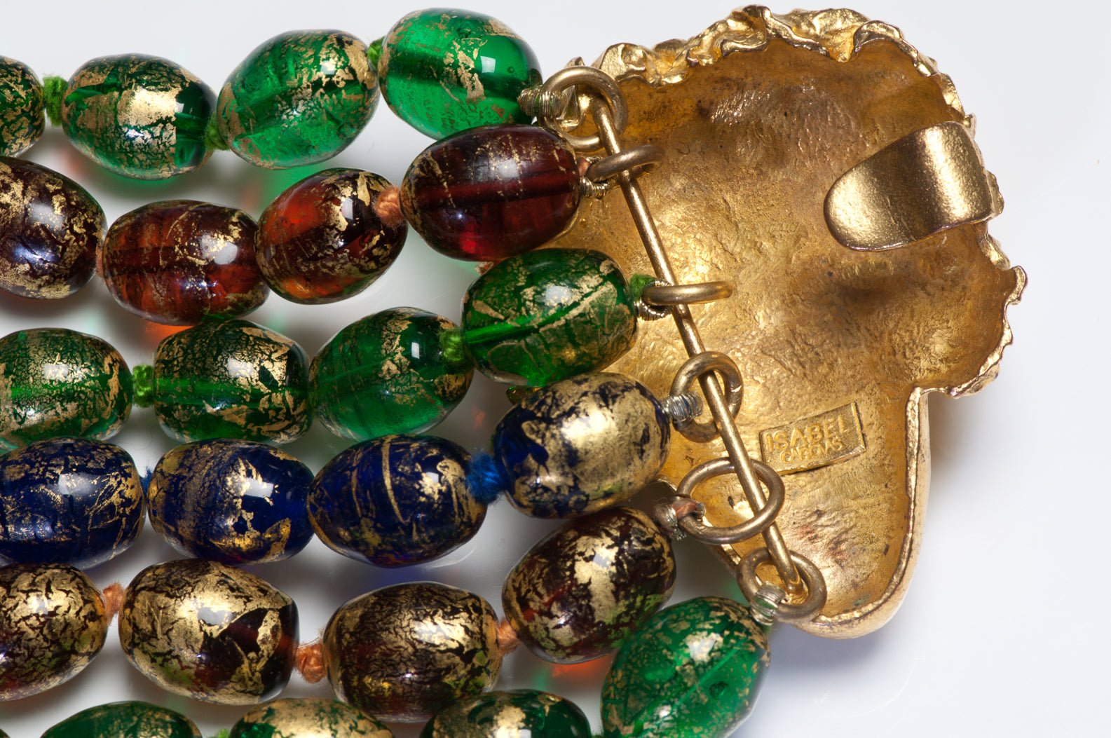 Isabel Canovas Paris 1980’s Maison Gripoix Green Blue Red Glass Beads Bracelet