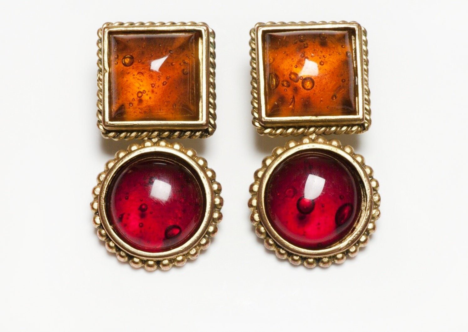 Isabel Canovas Paris Red Orange Poured Glass Earrings