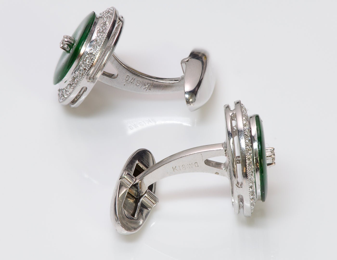 Jade Diamond 18K Gold Cufflinks