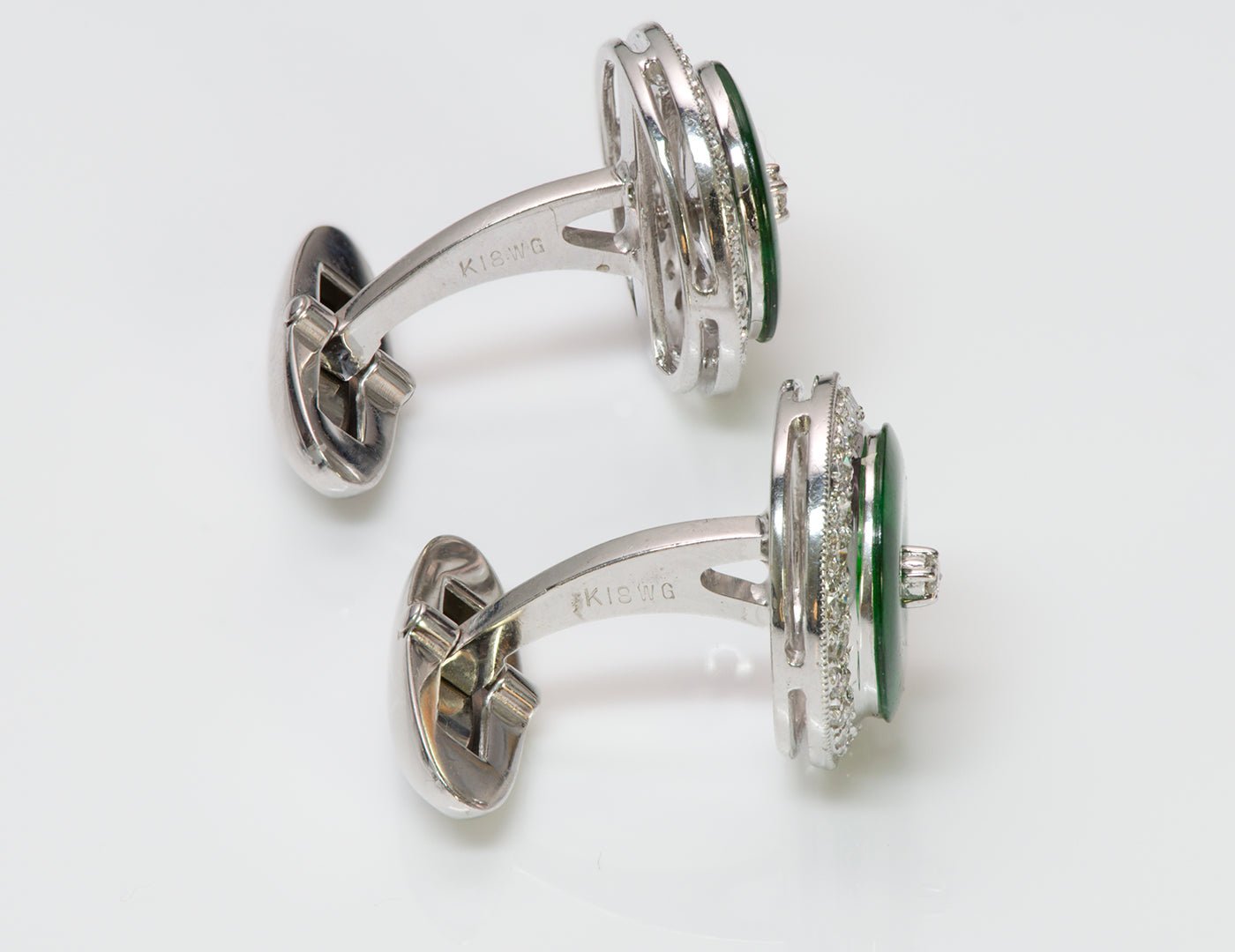 Jade Diamond 18K Gold Cufflinks
