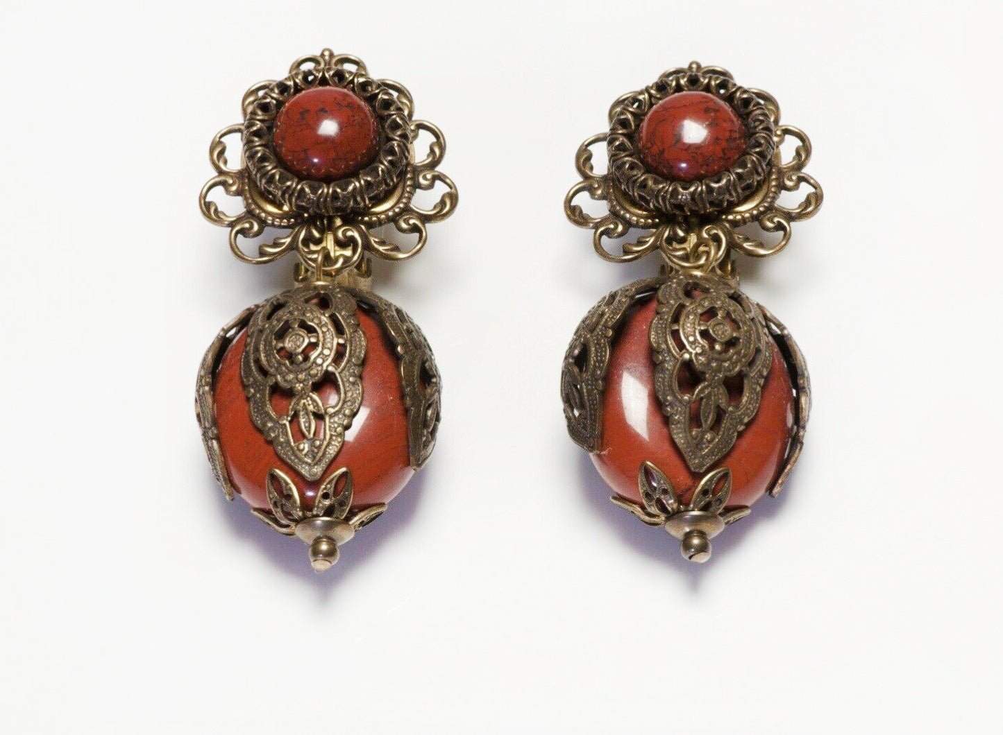 Jan Michaels San Francisco Filigree Brass Brown Earrings