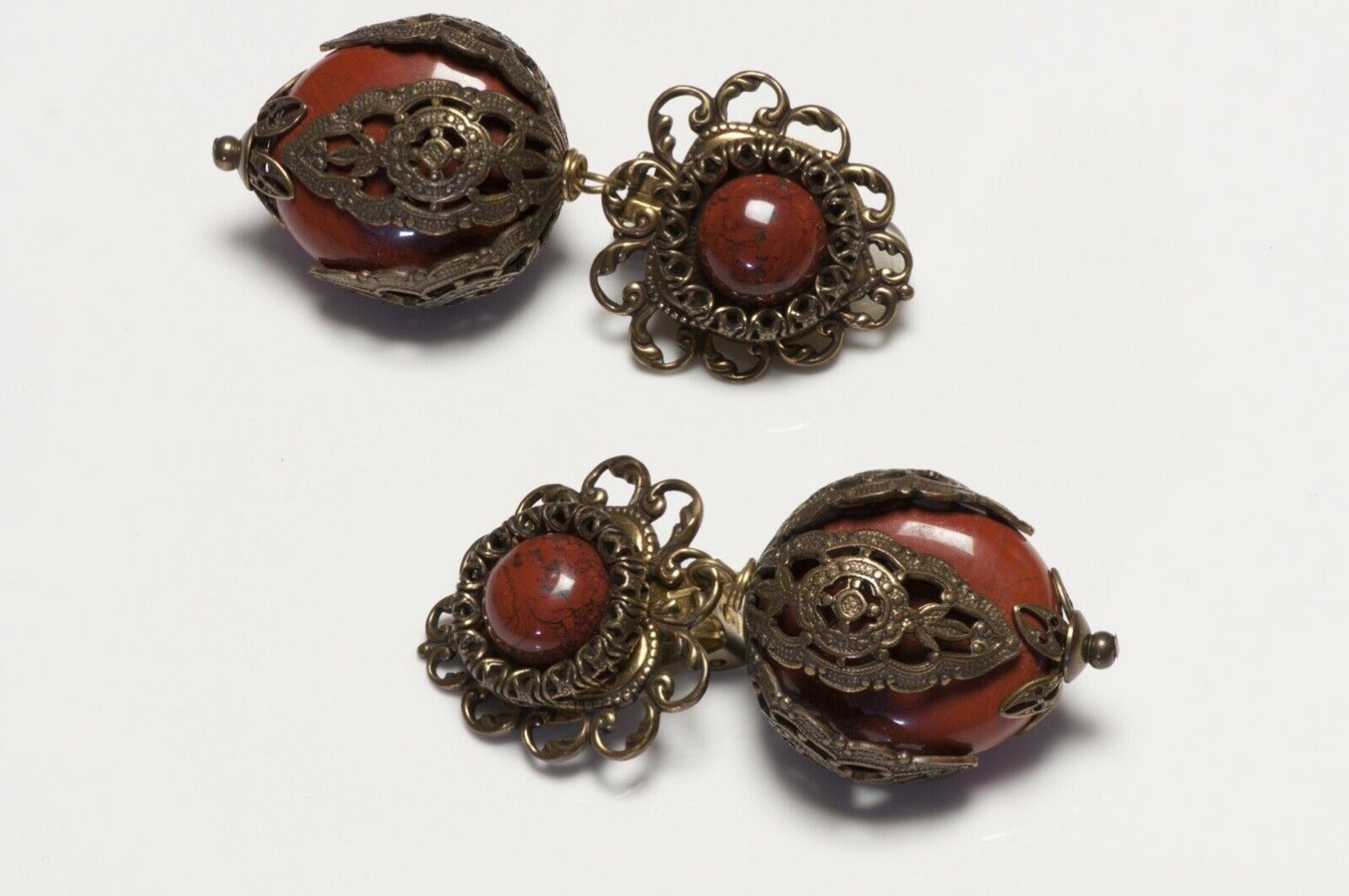 Jan Michaels San Francisco Filigree Brass Brown Earrings