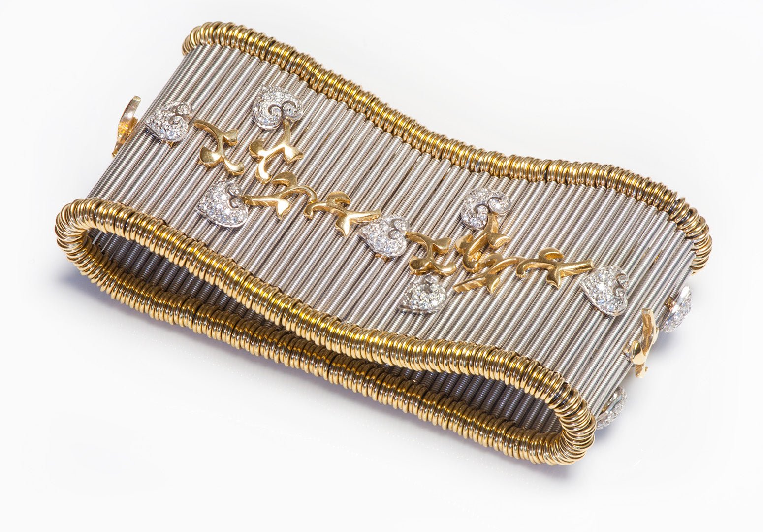 Jarretiere Two Tone 18K Gold Diamond Expansion Bracelet
