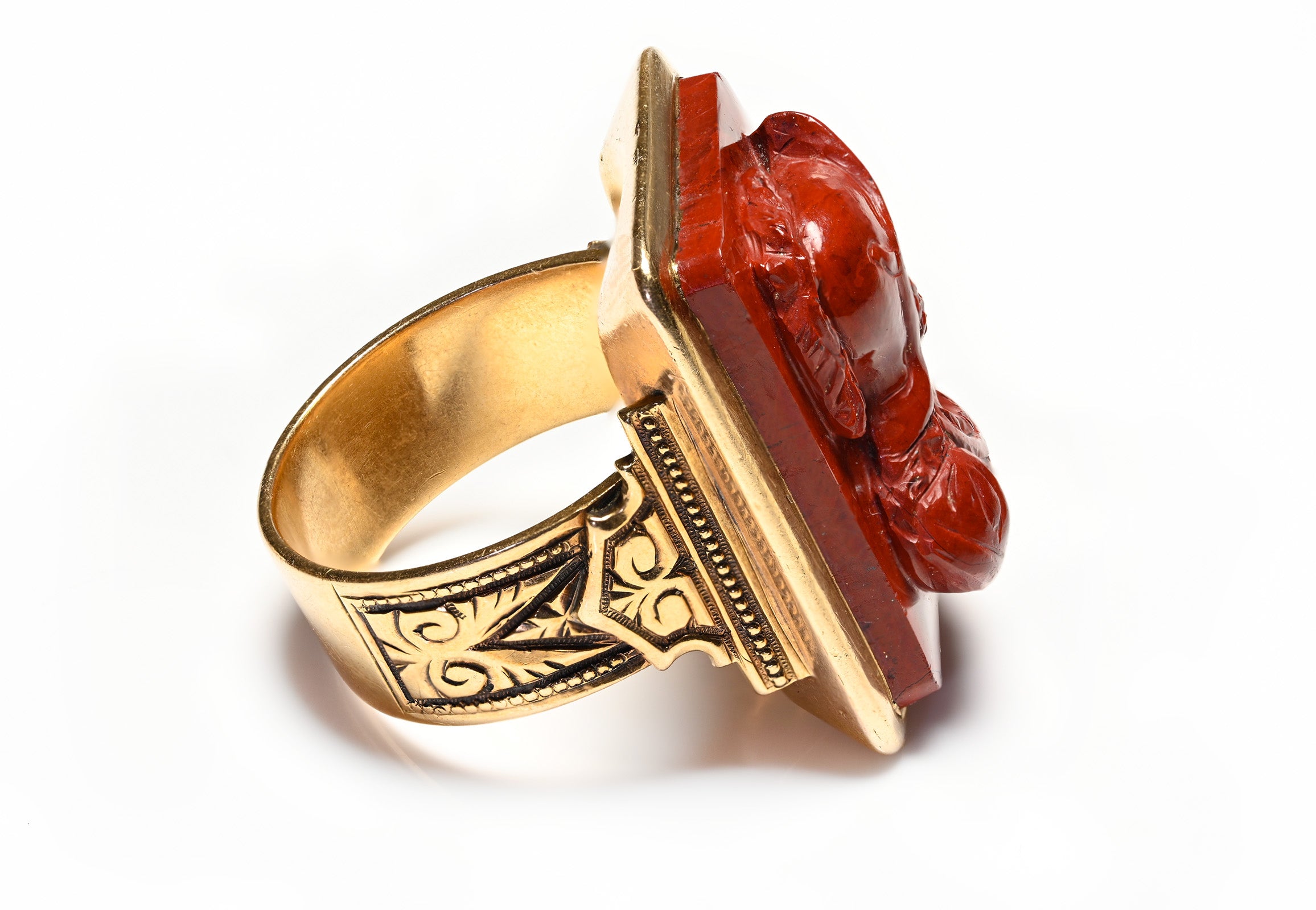 Victorian Gold Jasper Mens Ring