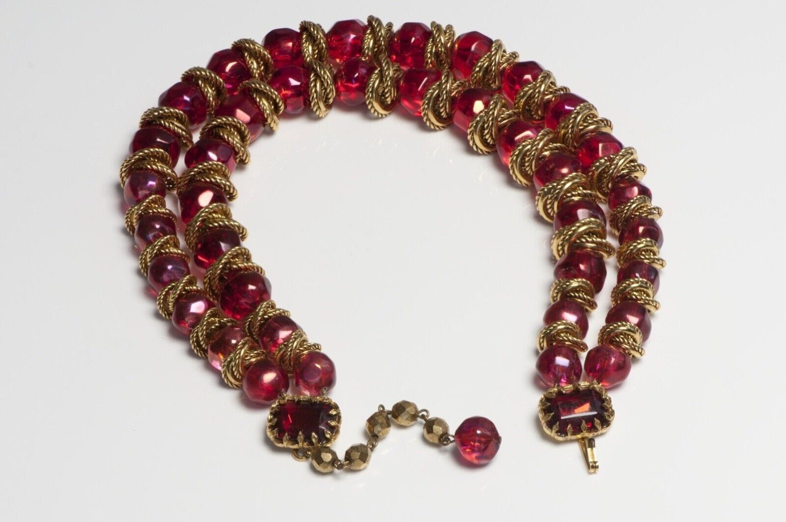 Jay Strongwater Red Lucite Beads Crystal Faux Pearl Earrings Necklace Set