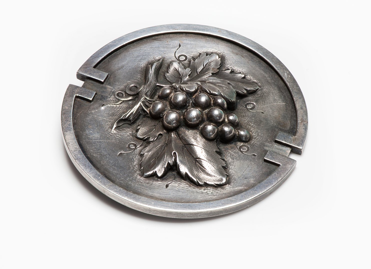 Jean Després Art Deco Silver Grape Leaf Brooch