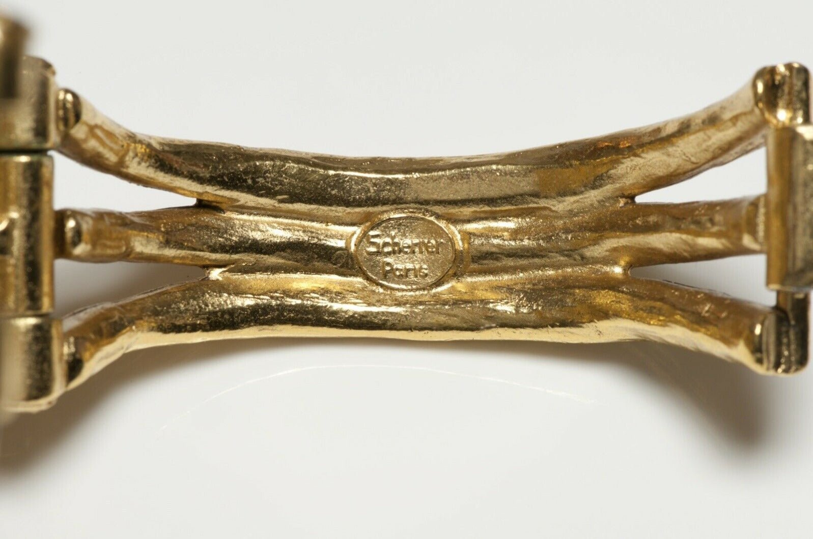 Jean Louis Scherrer Paris 1980’s Leaf Green Crystal Cuff Bracelet