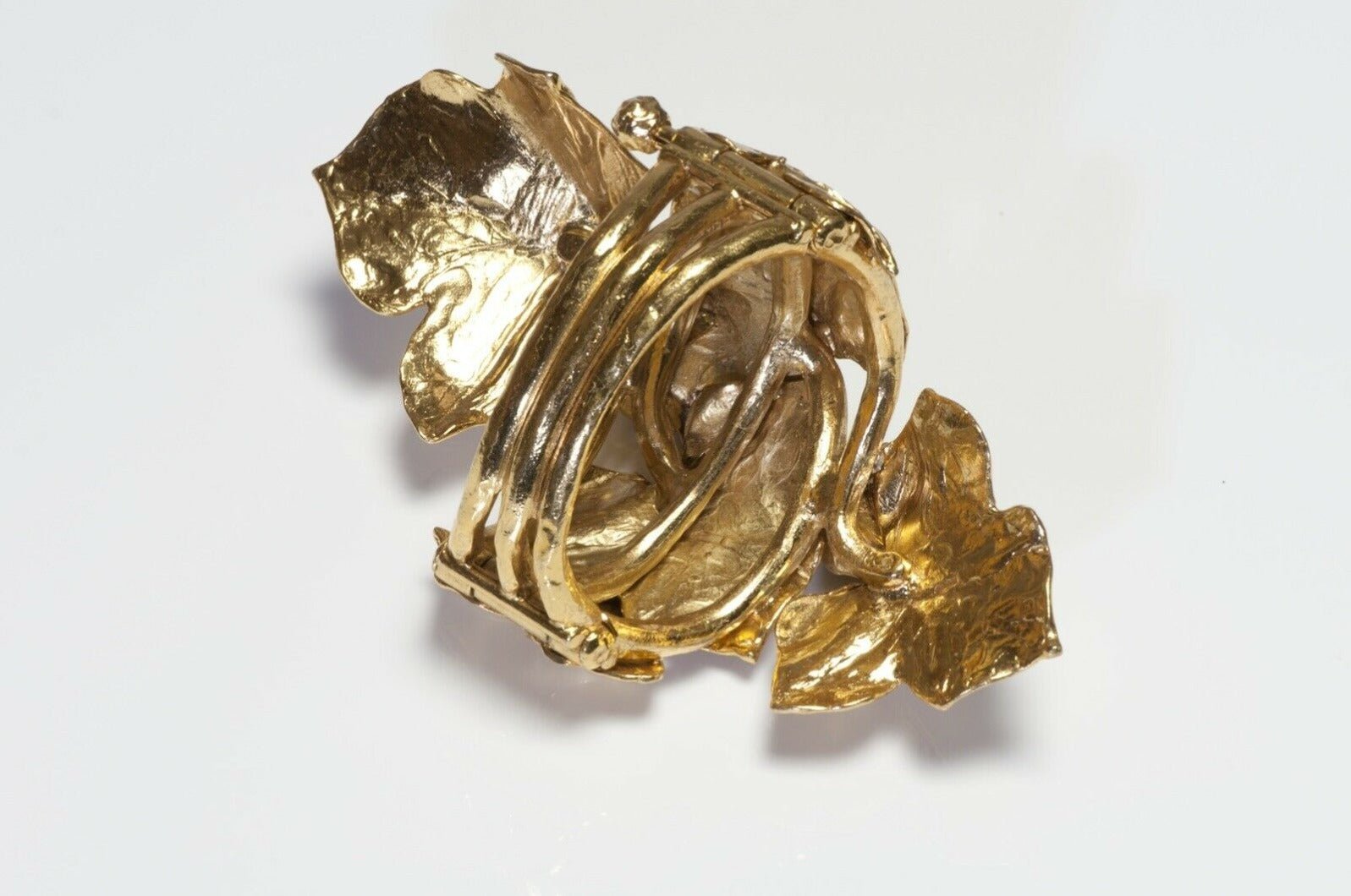 Jean Louis Scherrer Paris 1980’s Leaf Green Crystal Cuff Bracelet