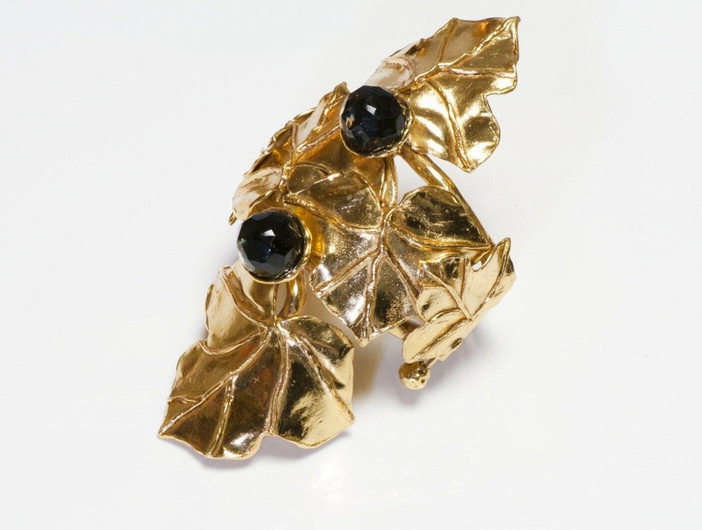 Jean Louis Scherrer Paris 1980’s Leaf Green Crystal Cuff Bracelet