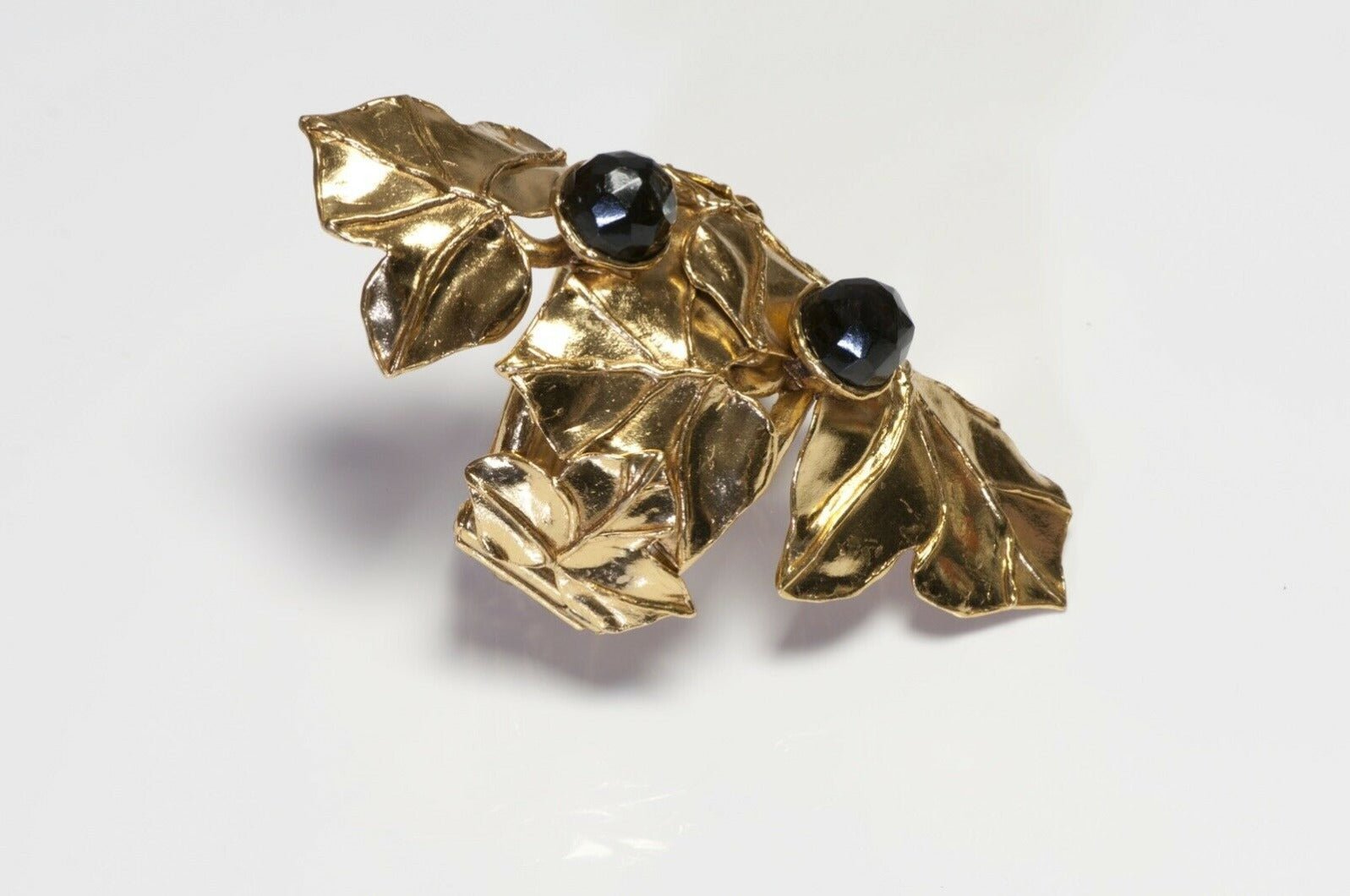 Jean Louis Scherrer Paris 1980’s Leaf Green Crystal Cuff Bracelet