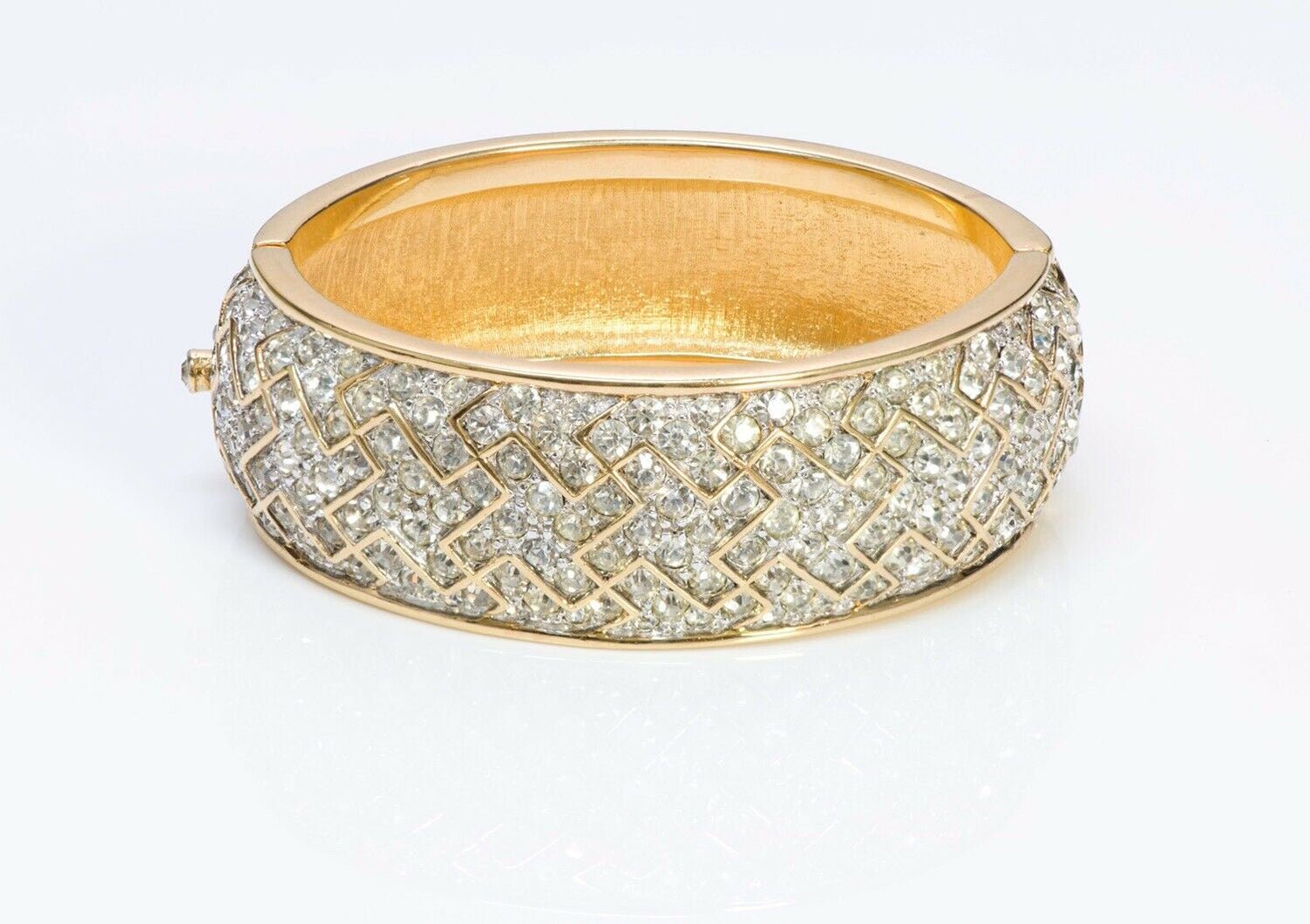 JOMAZ Wide Crystal Geometric Bangle Bracelet