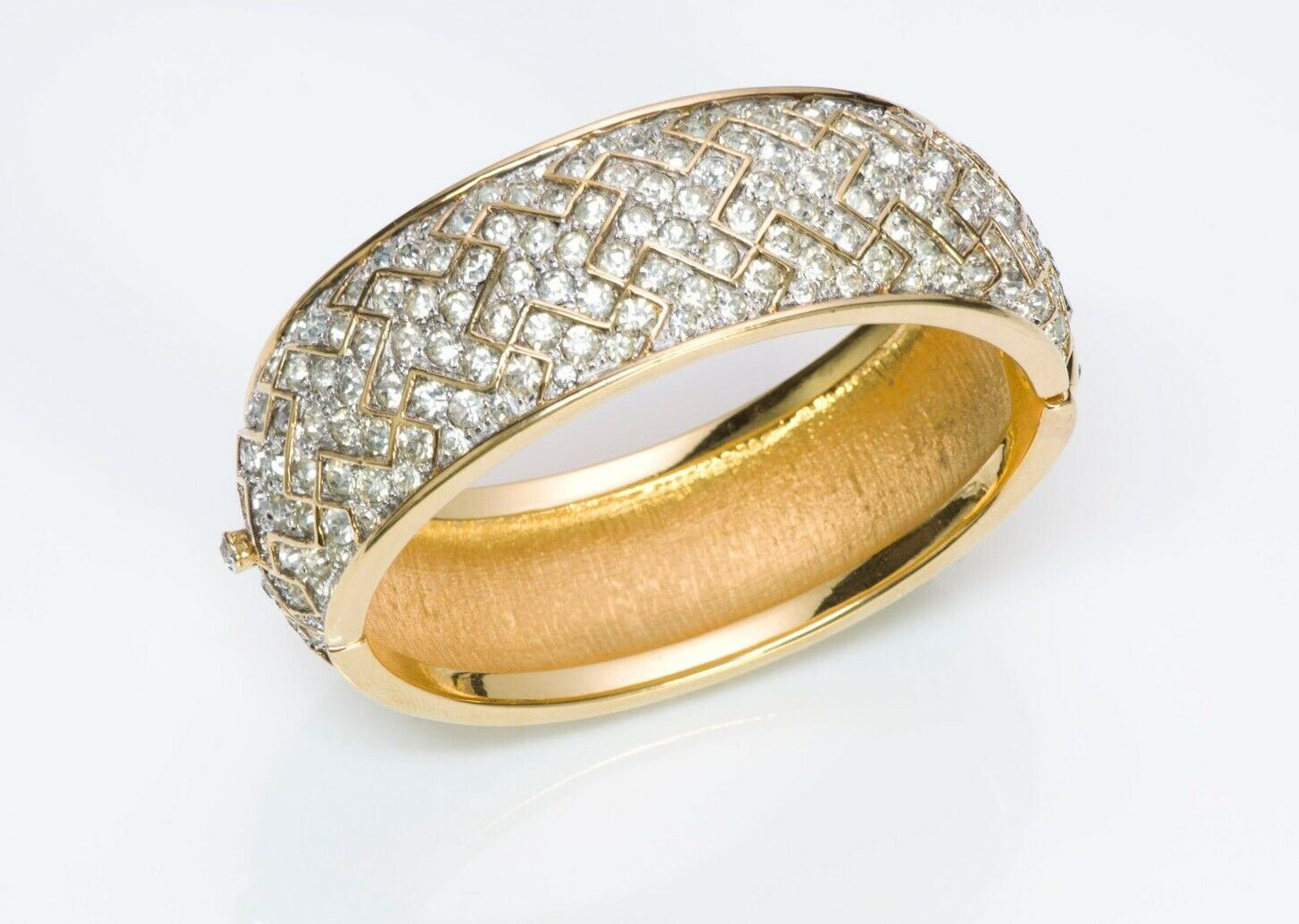 JOMAZ Wide Crystal Geometric Bangle Bracelet