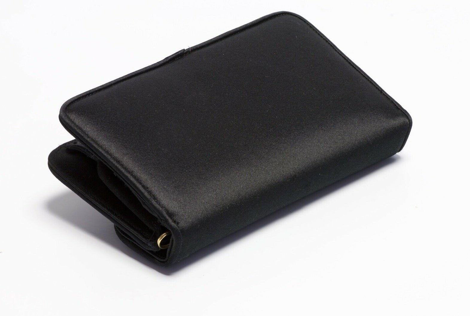 Judith Leiber Black Satin Camellia Flower Enamel Crystal Mini Clutch Bag