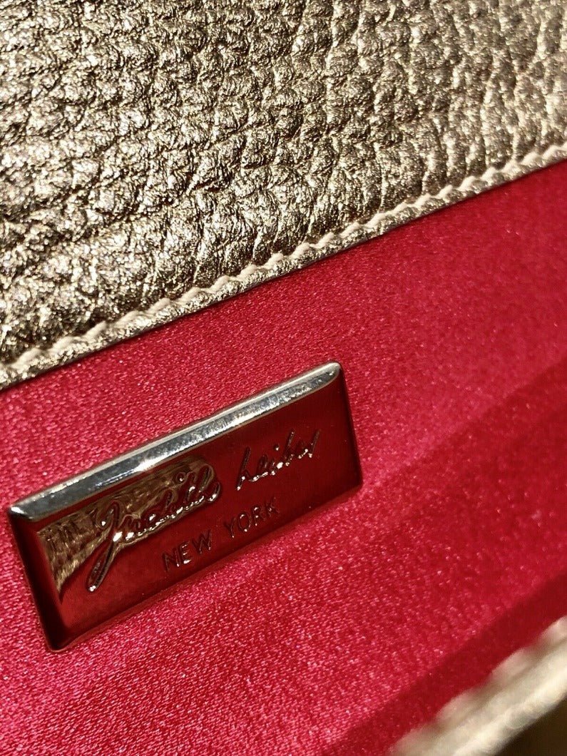 Judith Leiber Brown Leather Crystal Clutch Bag