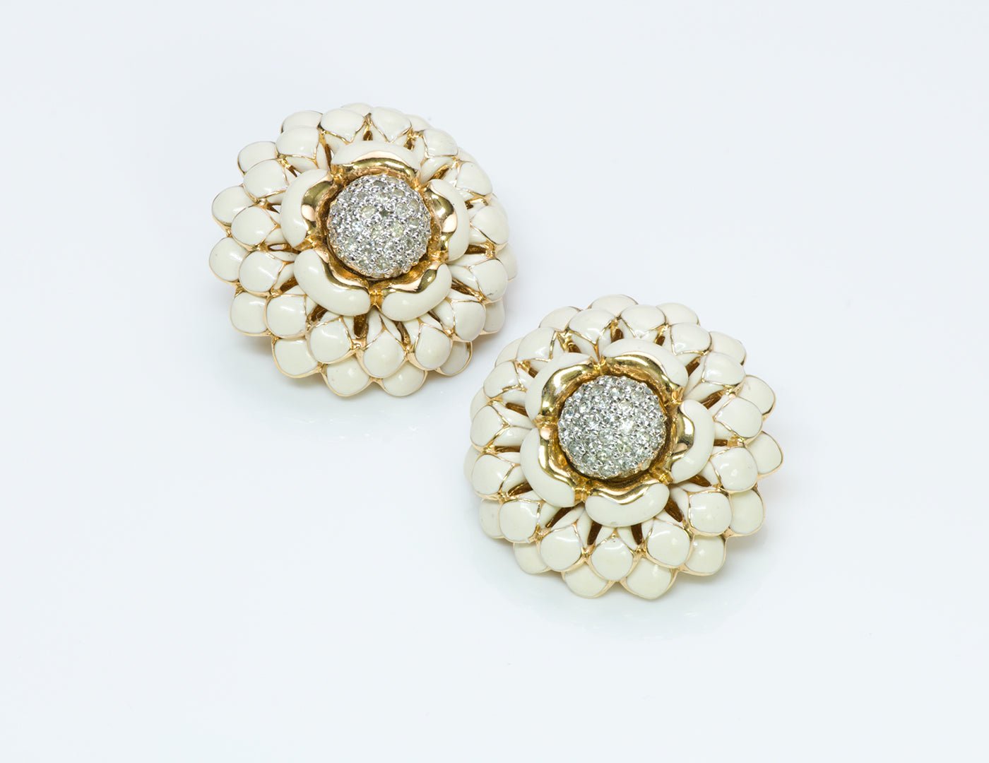 Judith Leiber Enamel Flower Earrings