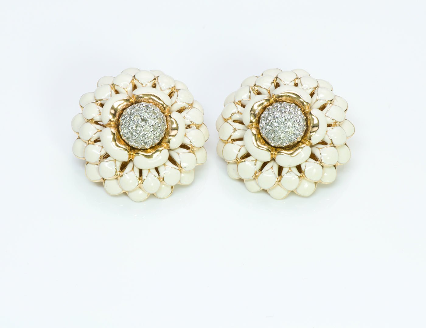Judith Leiber Enamel Flower Earrings
