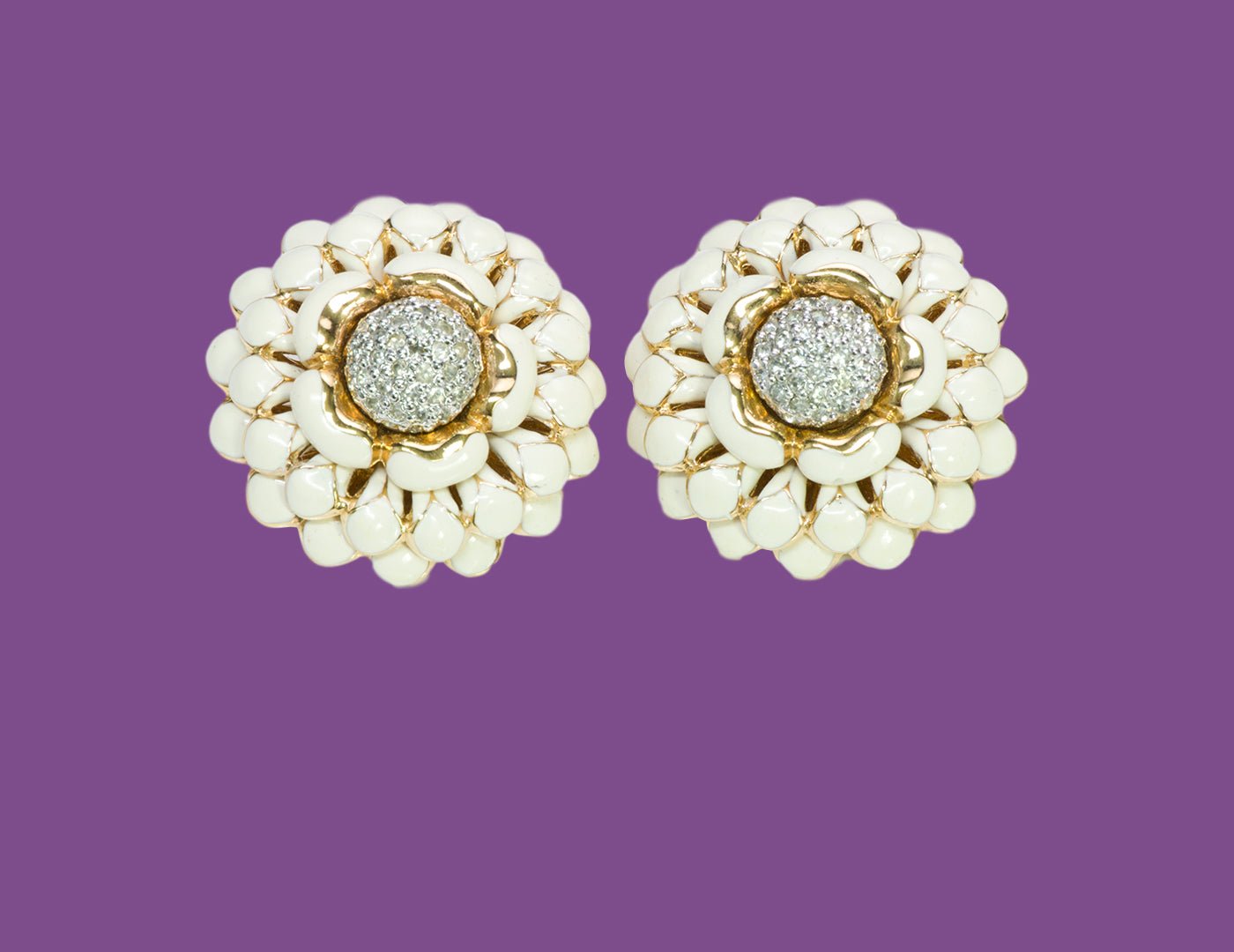 Judith Leiber Enamel Flower Earrings