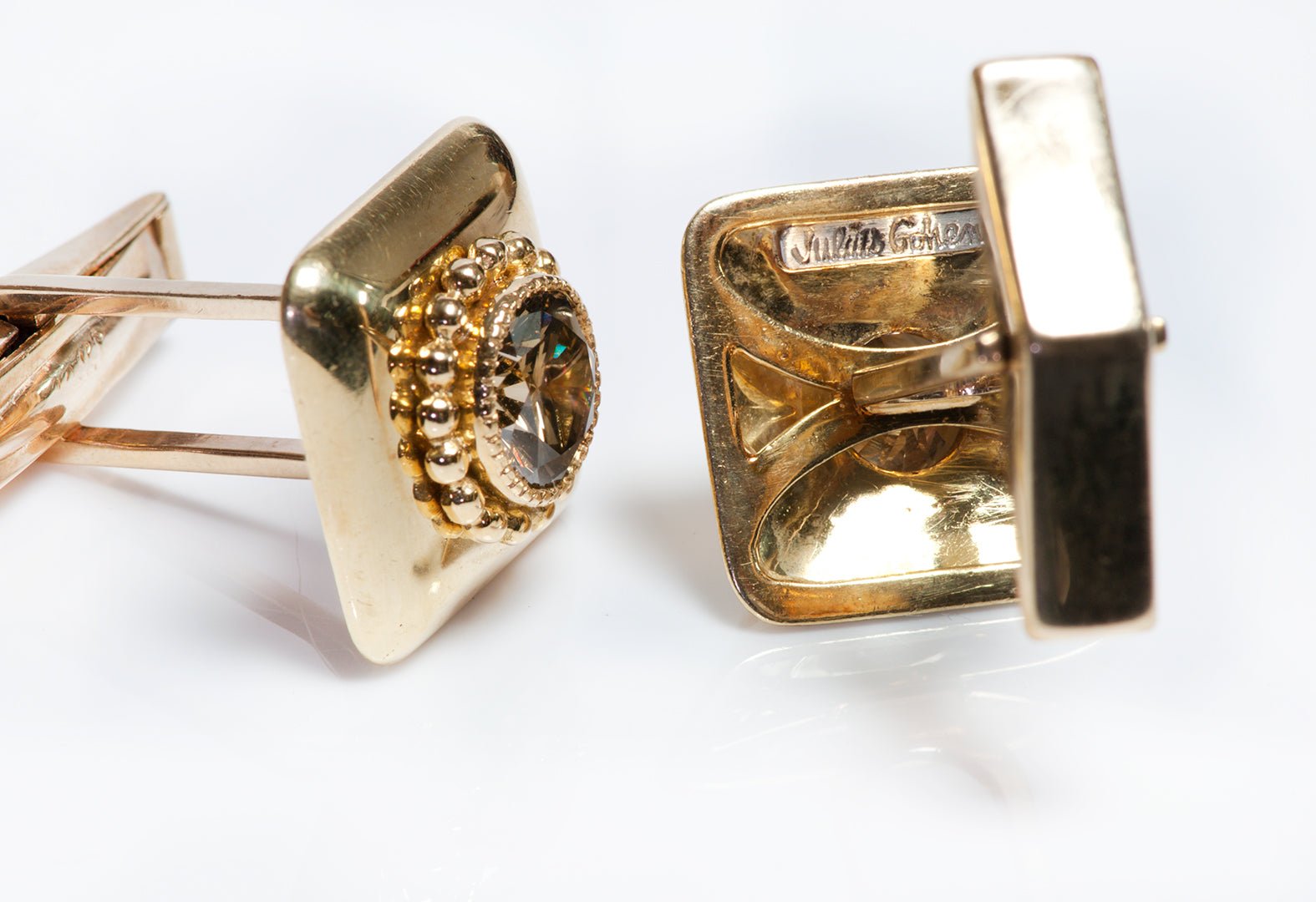 Julius Cohen 18K Gold Fancy Color Diamond Cufflink & Stud Set