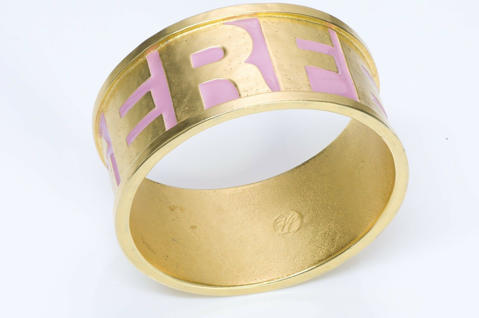Karl Lagerfeld 1990’s Pink Enamel Letter Logo Bangle Bracelet