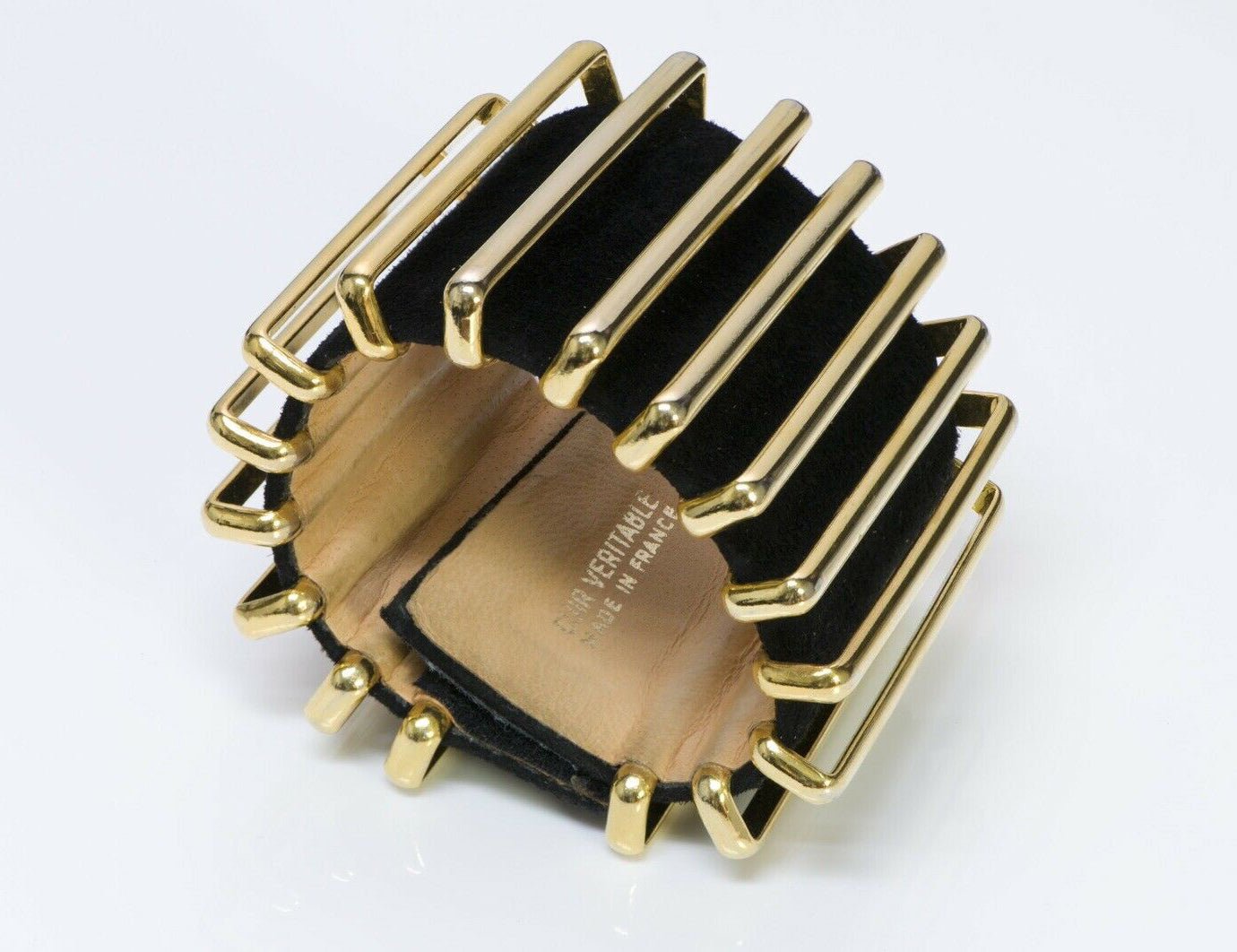 Karl Lagerfeld Couture Wide Black Suede Accordion Cuff Bracelet