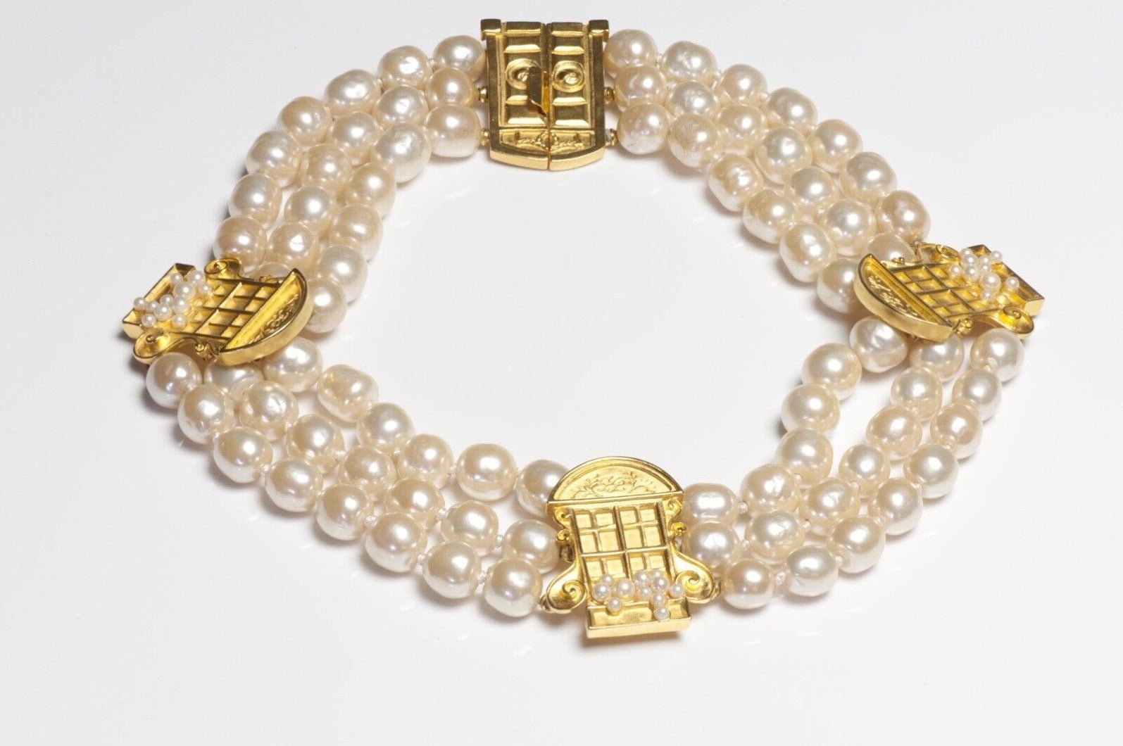 Karl Lagerfeld Faux Pearl French Style Window Collar Necklace