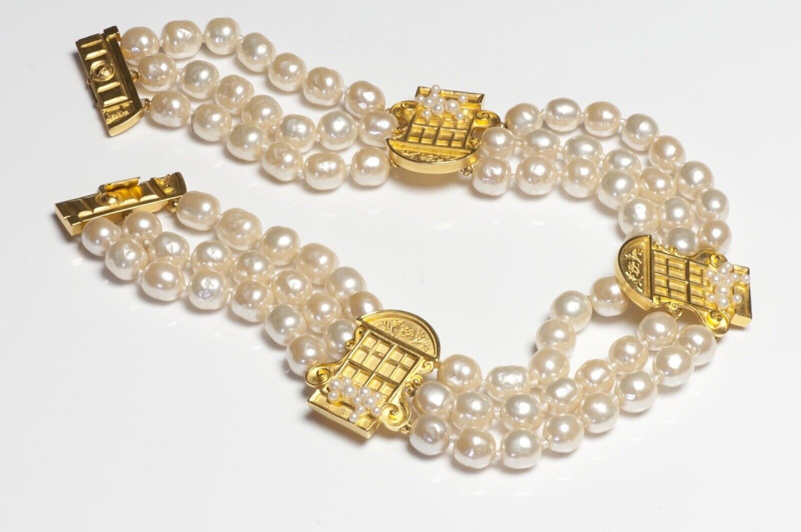 Karl Lagerfeld Faux Pearl French Style Window Collar Necklace