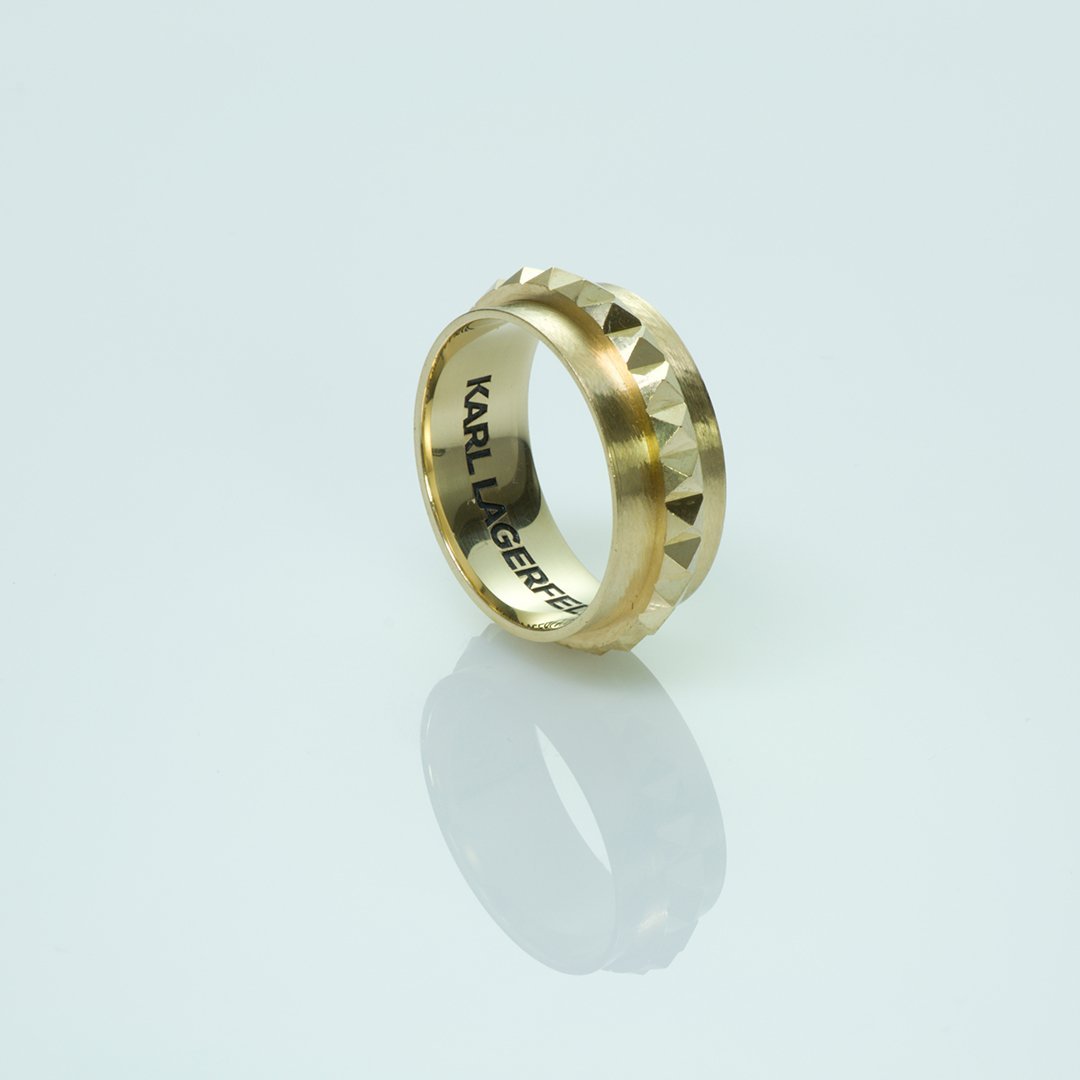 Karl Lagerfeld Gold Pyramid Wedding Ring Band