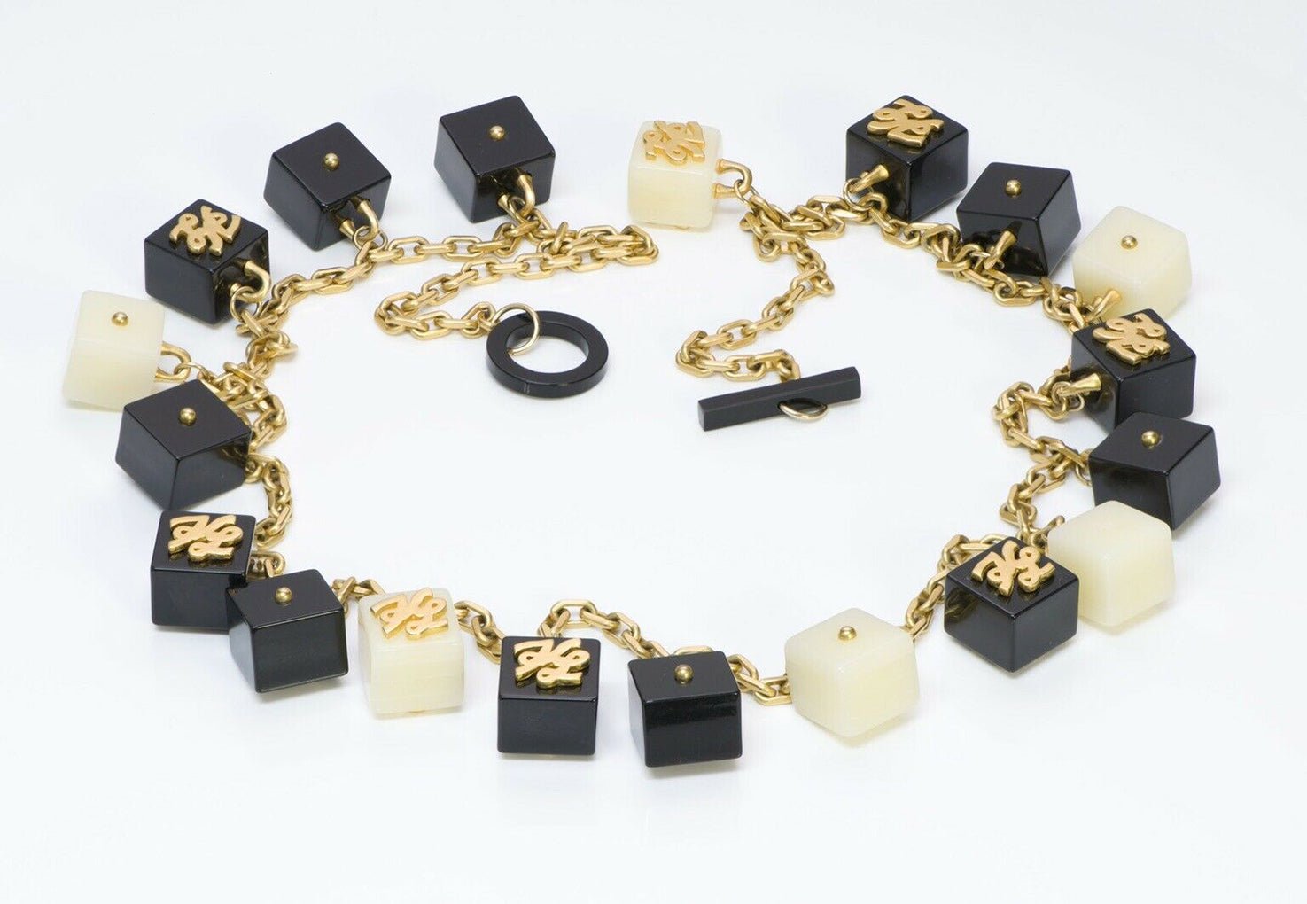 Karl Lagerfeld Paris 1990’s Resin Dice Infinity Chain Logo Necklace