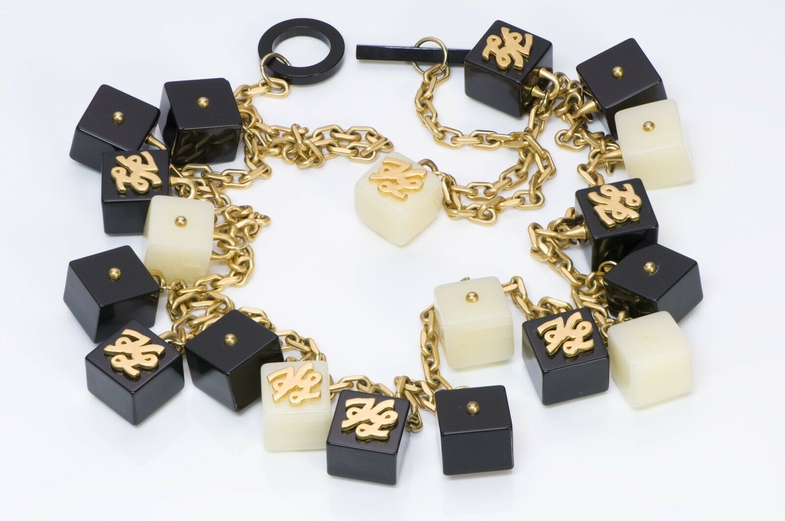 Karl Lagerfeld Paris 1990’s Resin Dice Infinity Chain Logo Necklace