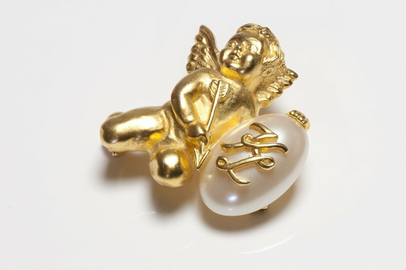 Karl Lagerfeld Paris Angel Cherub Pearl Pendant Brooch