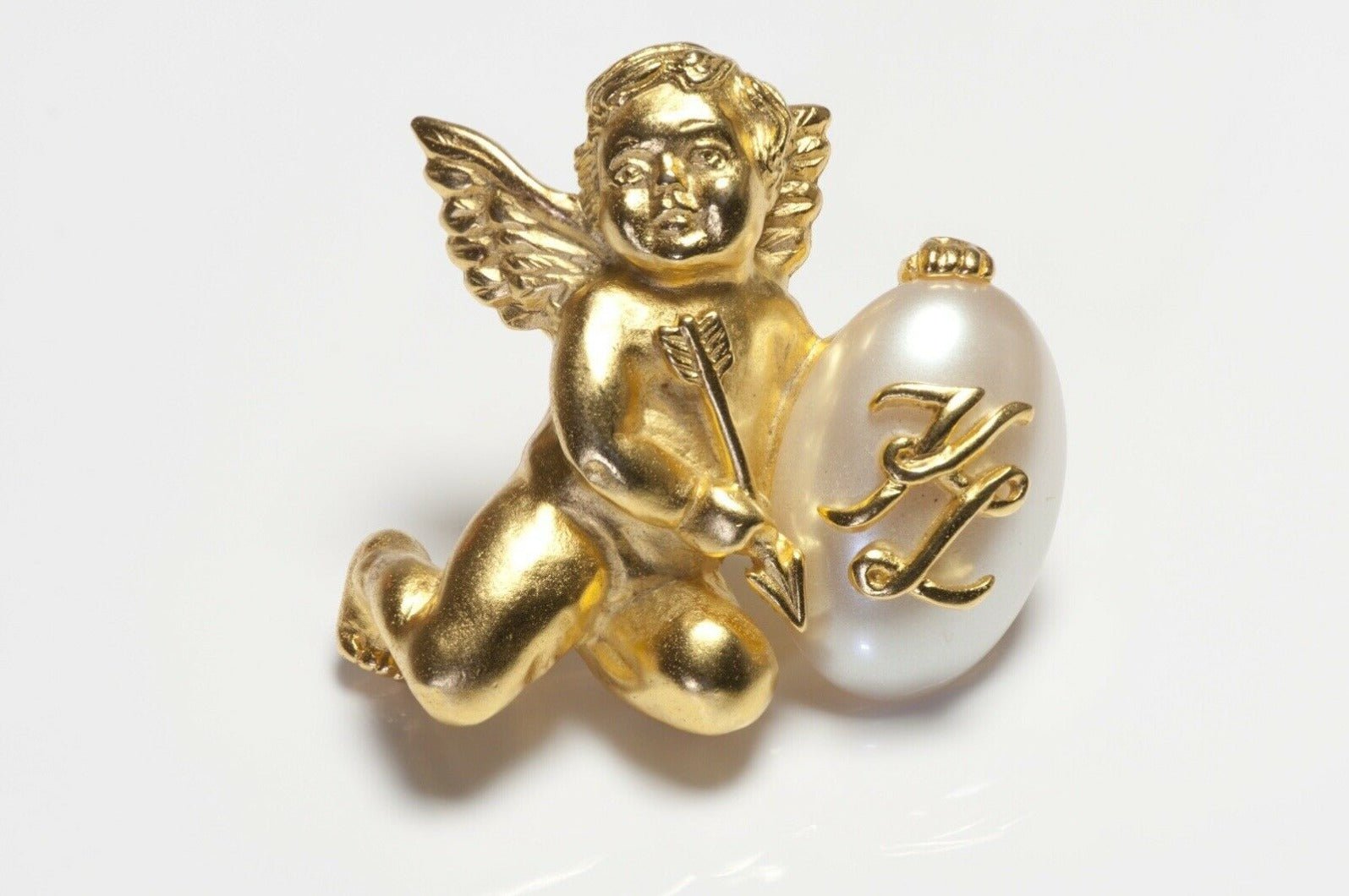 Karl Lagerfeld Paris Angel Cherub Pearl Pendant Brooch