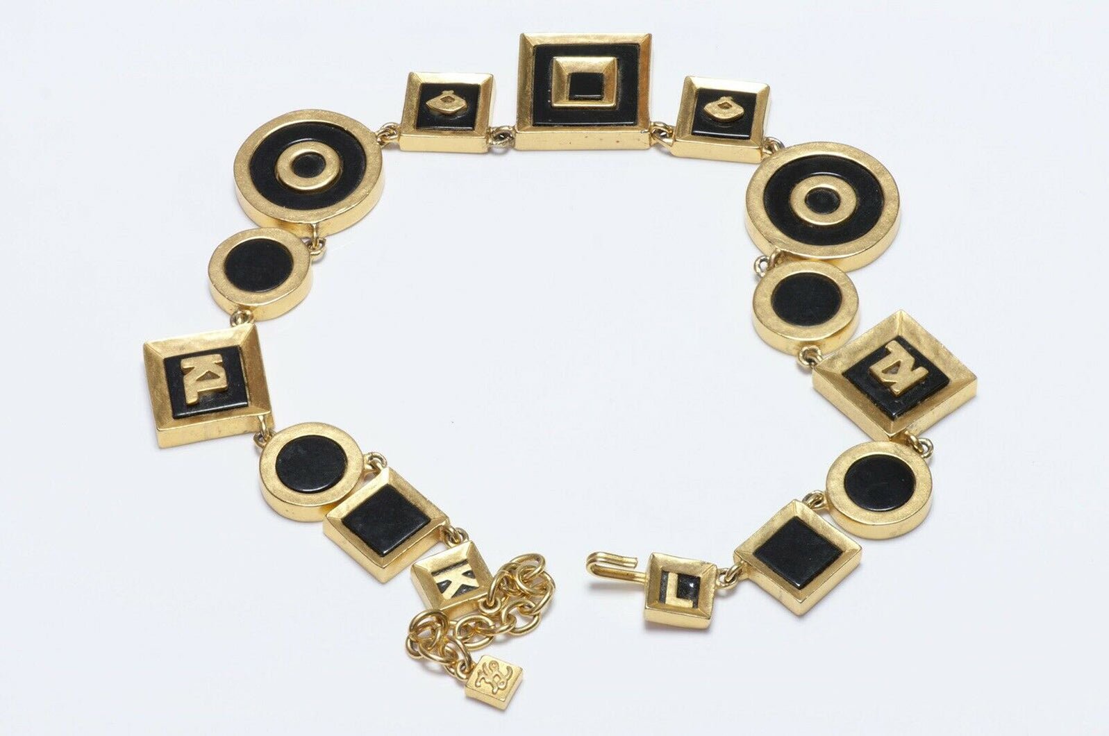 Karl Lagerfeld Paris Black Enamel Logo Fan Necklace