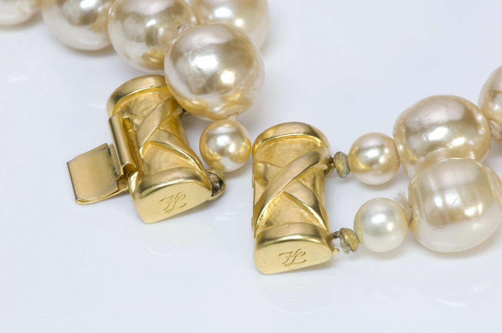 Karl Lagerfeld Paris Double Strand Baroque Style Pearl Collar Necklace