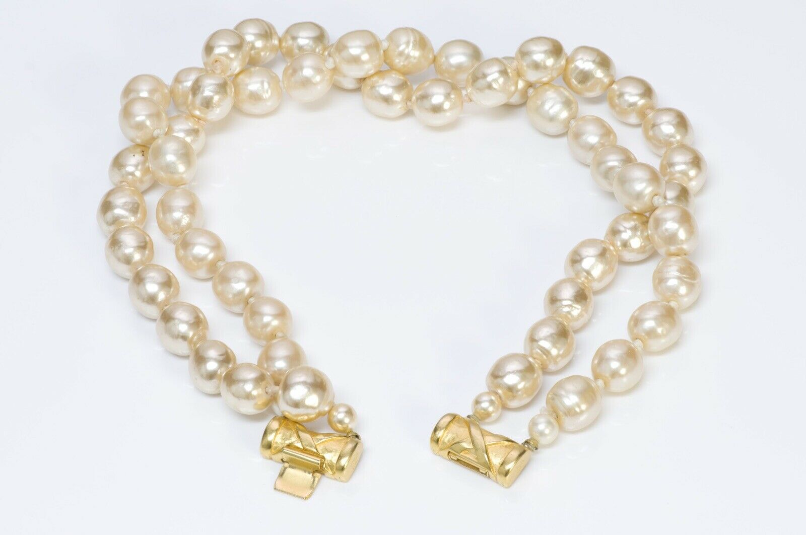 Karl Lagerfeld Paris Double Strand Baroque Style Pearl Collar Necklace