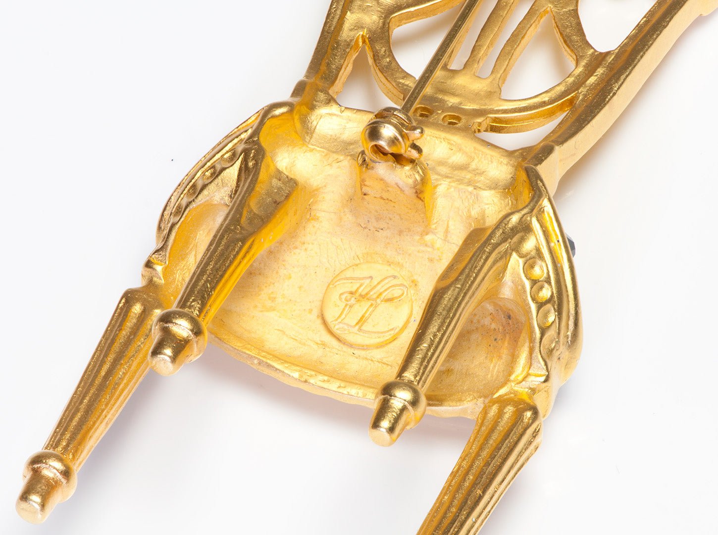 Karl Lagerfeld Paris Gold Plated Black Crystal French Style Chair Brooch