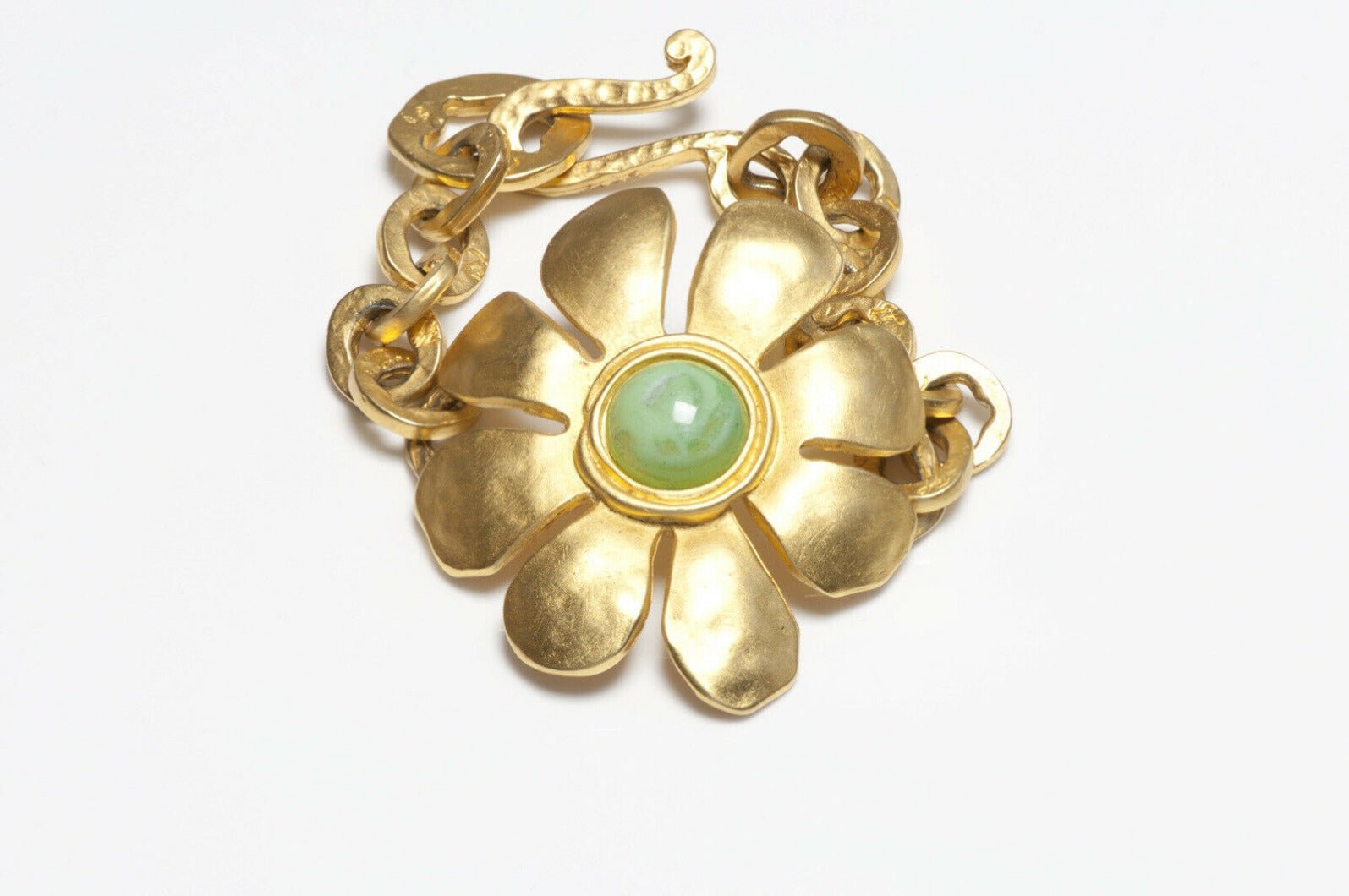 Karl Lagerfeld Paris Green Glass Daisy Flower Chain Bracelet