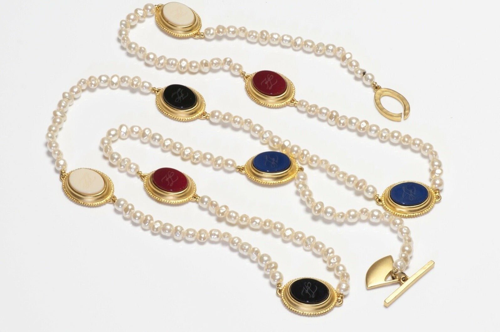 Karl Lagerfeld Paris Intaglio Pearl Strand Necklace