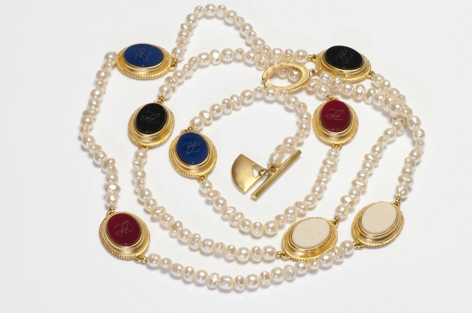 Karl Lagerfeld Paris Intaglio Pearl Strand Necklace