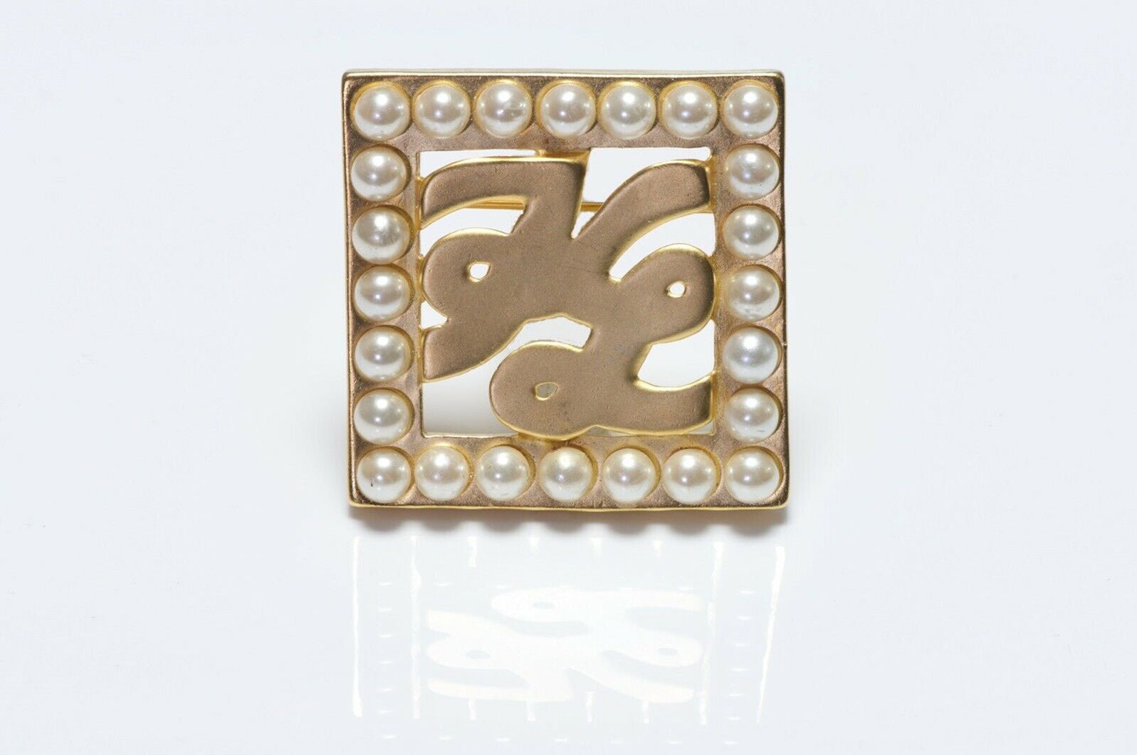 Karl Lagerfeld Paris Pearl Logo Square Brooch