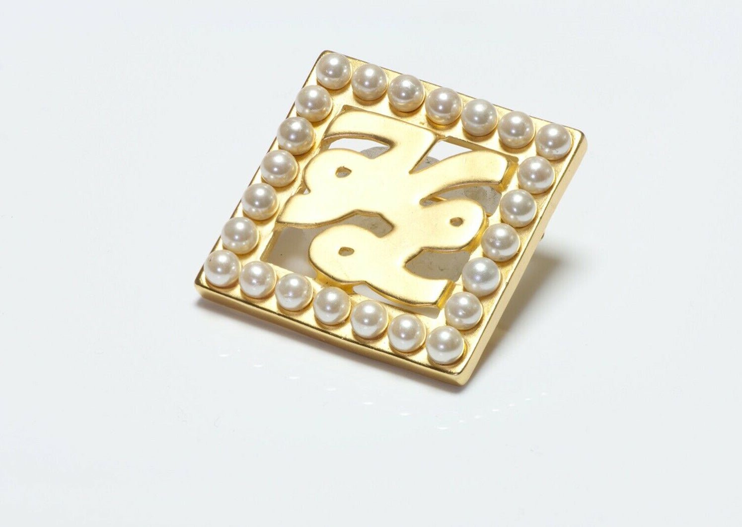 Karl Lagerfeld Paris Pearl Logo Square Brooch