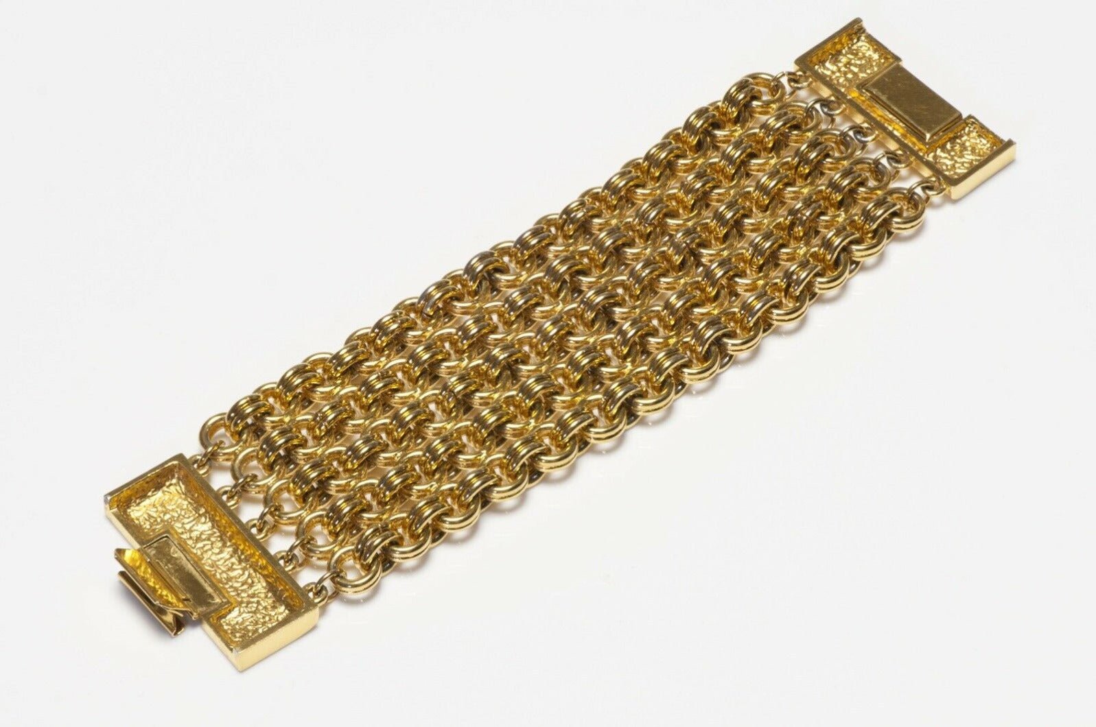 Karl Lagerfeld Paris Wide Gold Plated 5 Chain Logo Bracelet