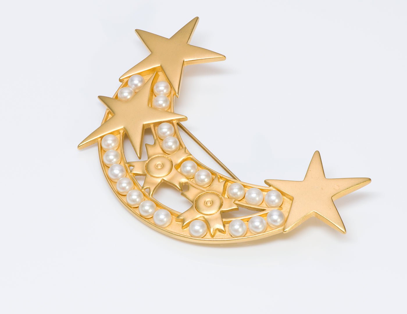 Karl Lagerfeld Pearl Moon Star Brooch