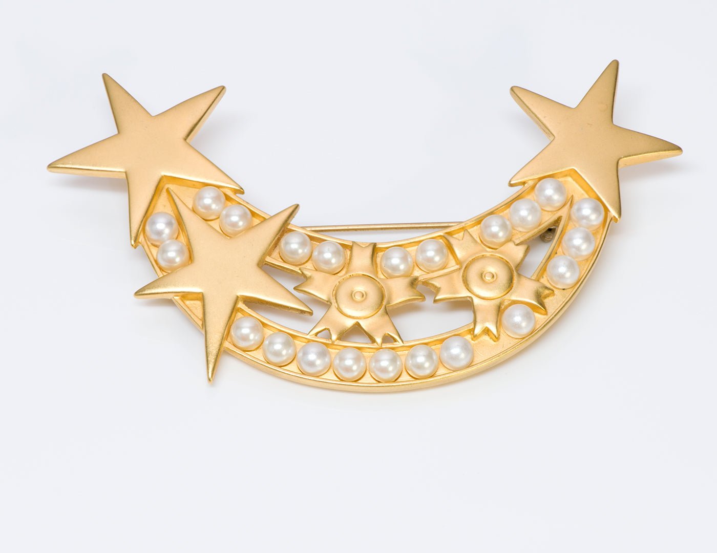 Karl Lagerfeld Pearl Moon Star Brooch