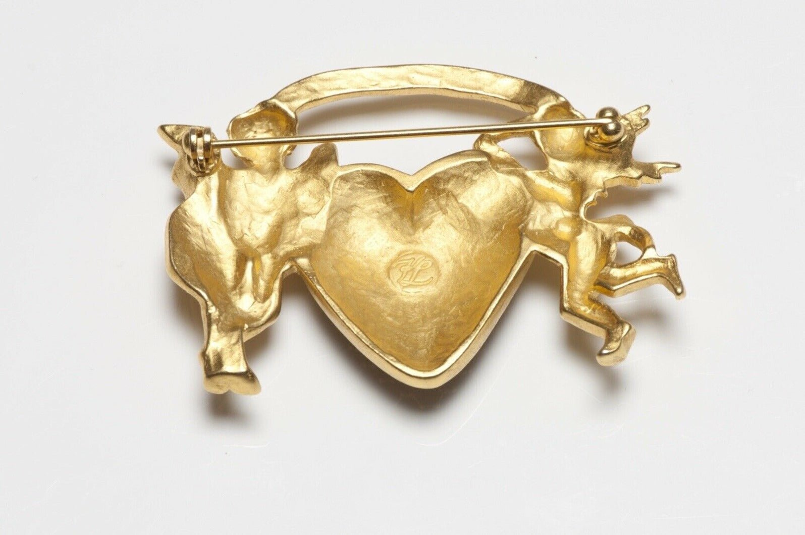Karl Lagerfeld “Virtufest Denum Dei” Red Crystal Heart Angel Brooch