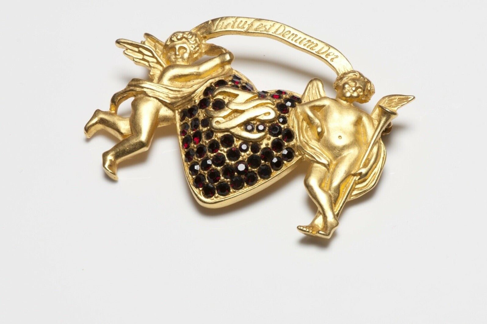 Karl Lagerfeld “Virtufest Denum Dei” Red Crystal Heart Angel Brooch