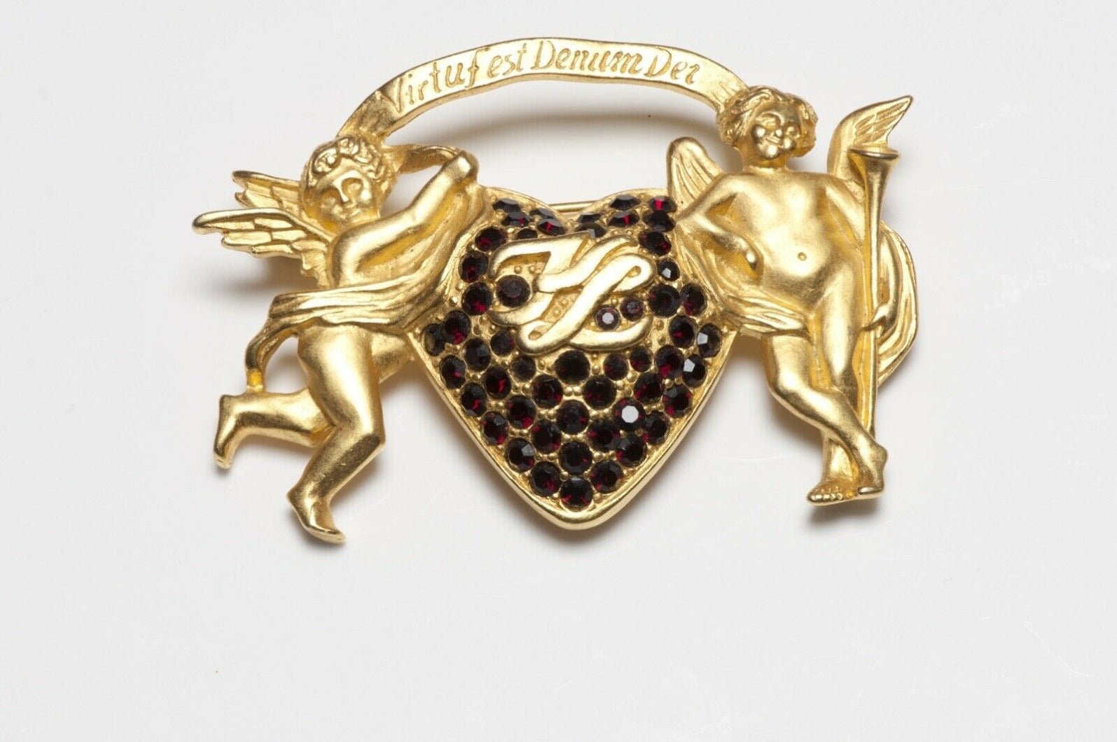 Karl Lagerfeld “Virtufest Denum Dei” Red Crystal Heart Angel Brooch