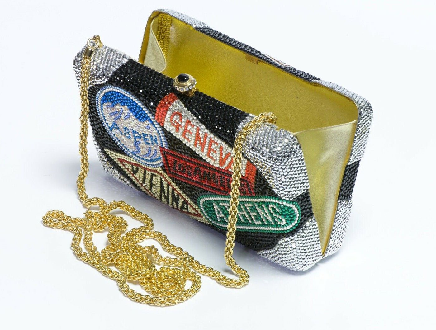 Katherine Baumann “Travel Around the World” Crystal Minaudière Clutch Bag